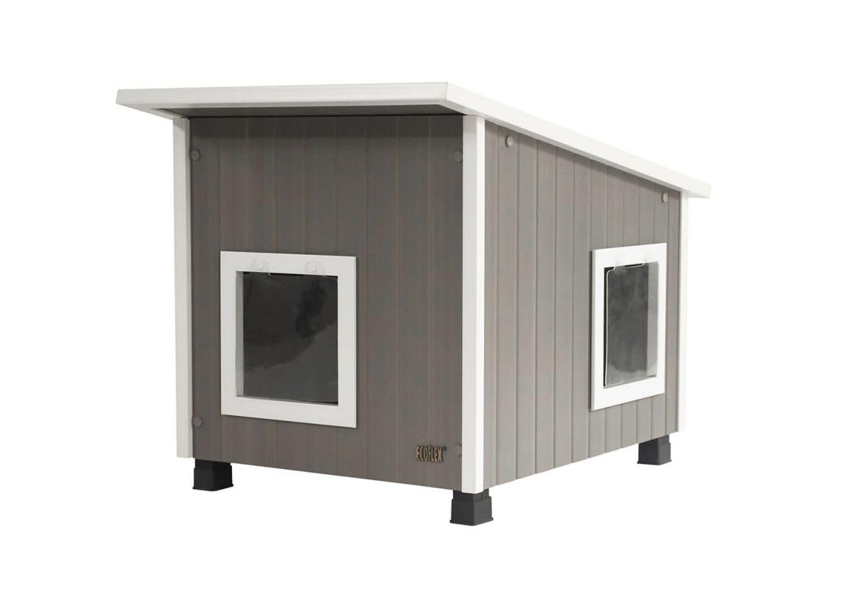 New Age Pet ECOFLEX casita exterior para gatos XL, refugio cómodo y resistente al clima.