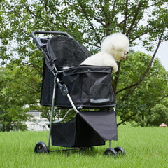 NEWBULIG Carrito para mascotas plegable facilita el transporte y el guardado.