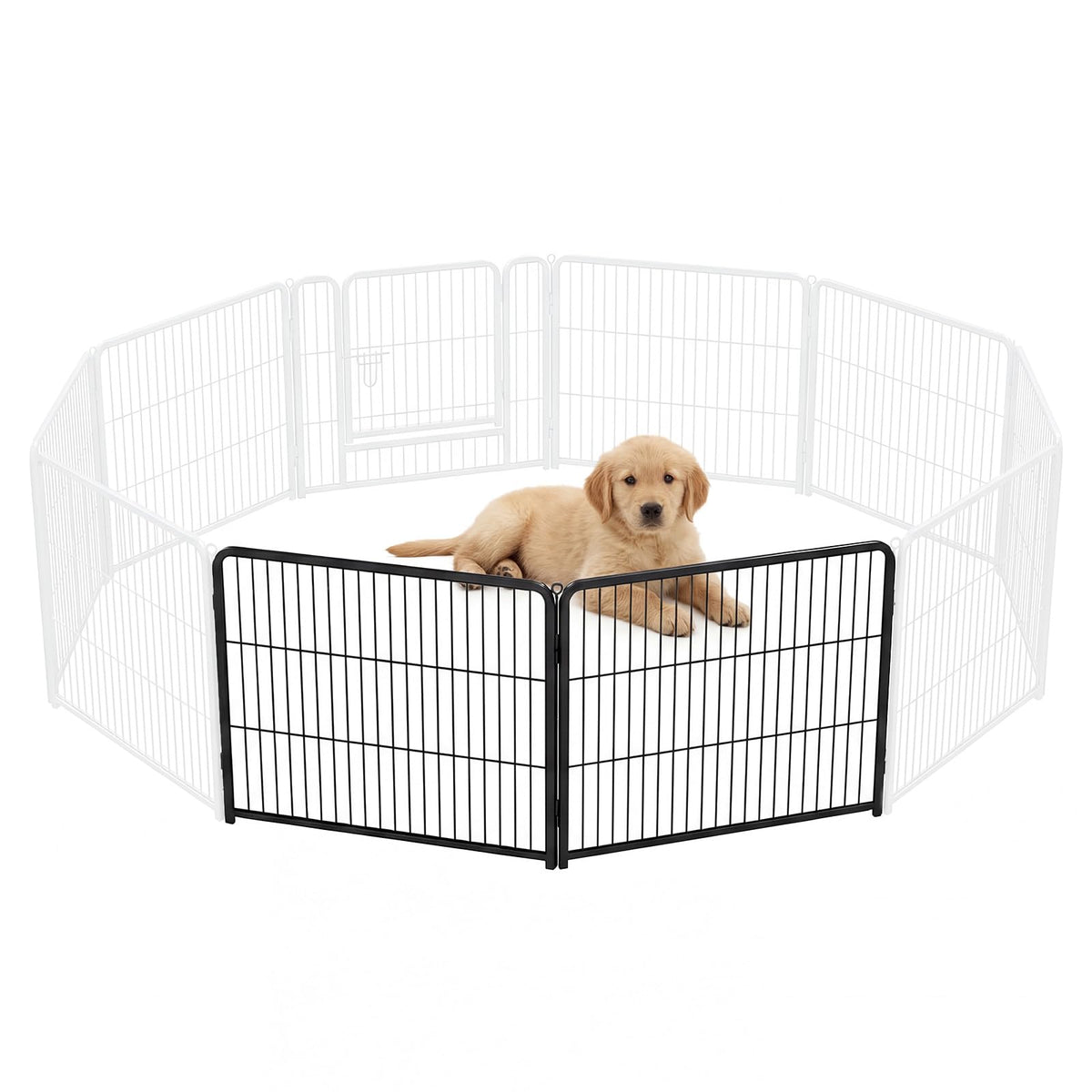NEWBULIG corral para perros interior de 24 pulgadas con dos paneles, seguro y compacto.