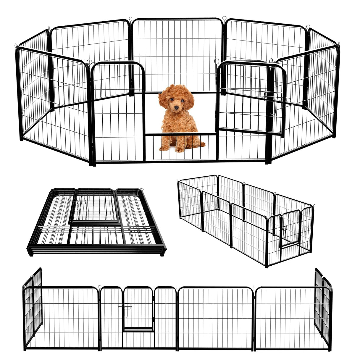 NEWBULIG jaula-perro 8-paneles, 24 pulgadas de altura, espacio seguro para interior.