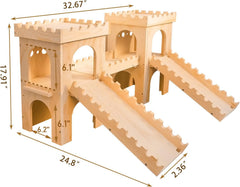 NICERINC PET castillo para conejos, paredes con arcos y ventanas, zona de juego segura