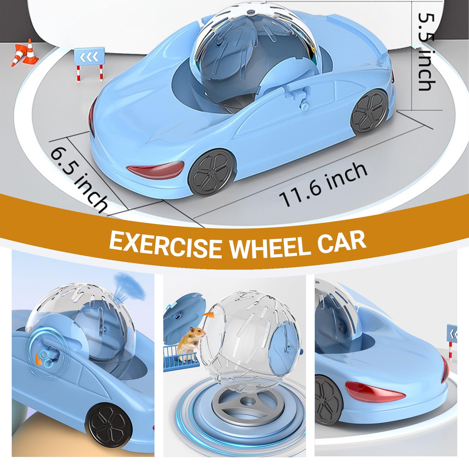 Tres modos de juego del coche hámster para variación.