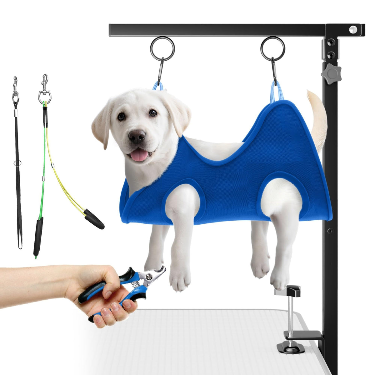 Brazo ajustable de niffgaff para aseo de perros, ideal para alturas variables en casa
