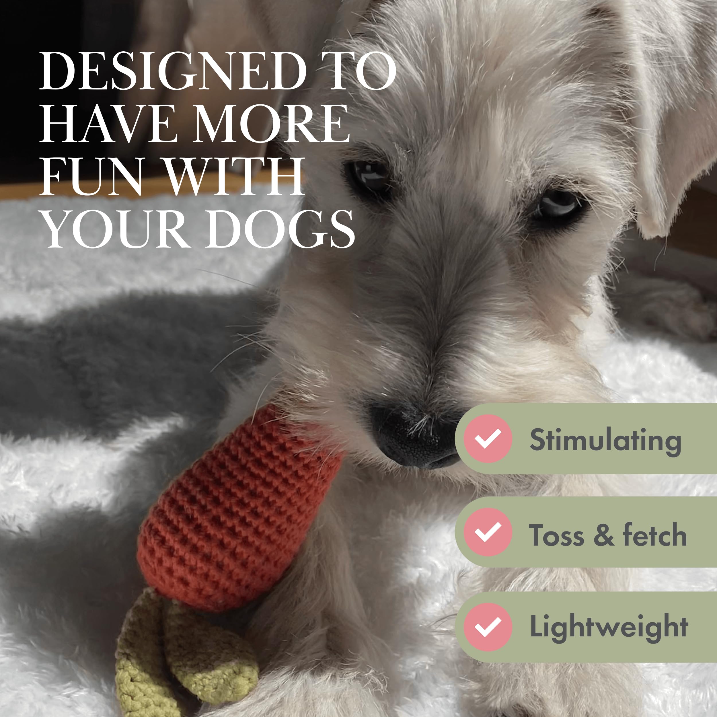Juguete Nina Woof para perros medianos con diseño duradero y seguro