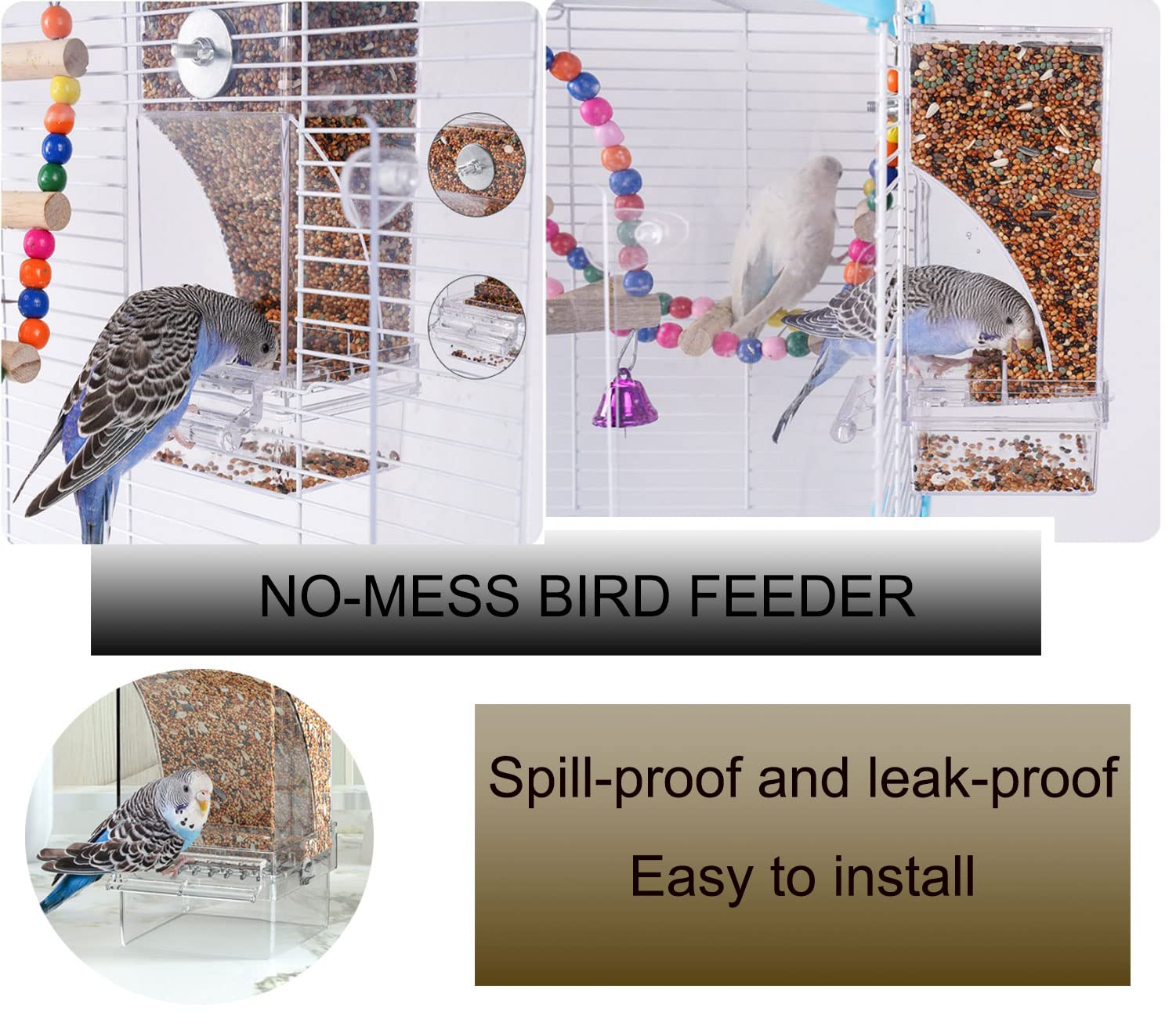 NINGVIHE comedero automático para aves pequeñas, alimentación continua sin supervisión.