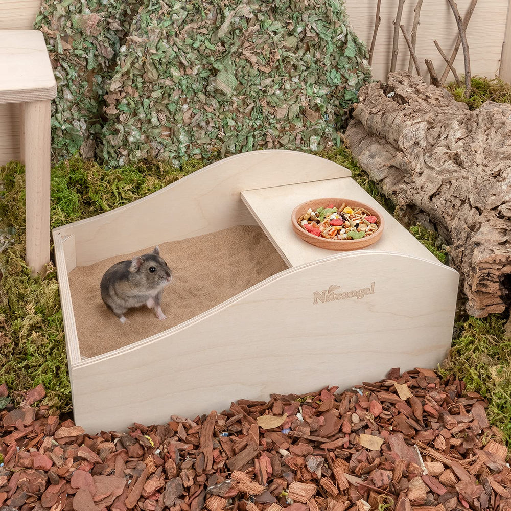 Niteangel caja de arena para hamster con tapa, refugio seguro.
