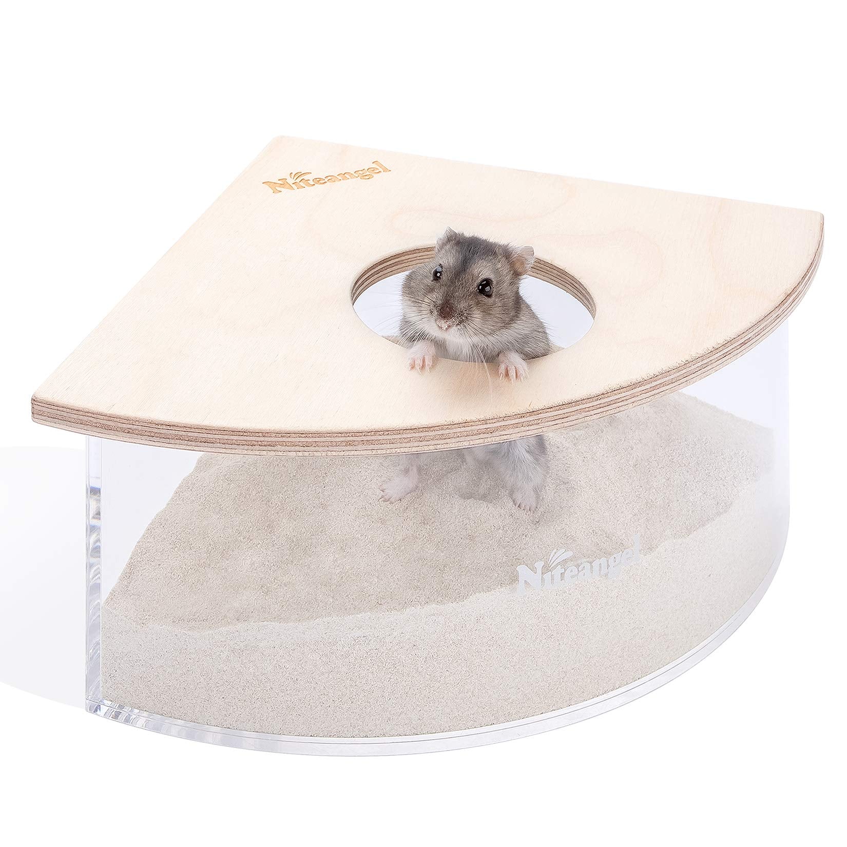 Niteangel caja de arena triangular para hámster, con tapa y vista clara