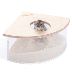 Niteangel caja de arena triangular para hámster, con tapa y vista clara