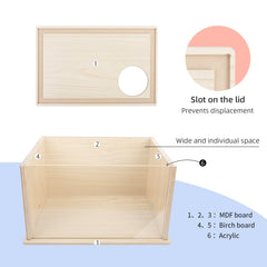 Niteangel caja visible, tapa desmontable, facilita limpieza y renovación del lecho.