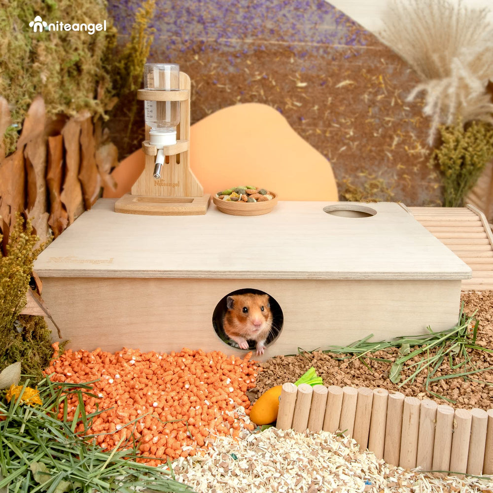 Niteangel Casa Laberinto Hamster: madera de abedul europeo para durabilidad y acabado suave.