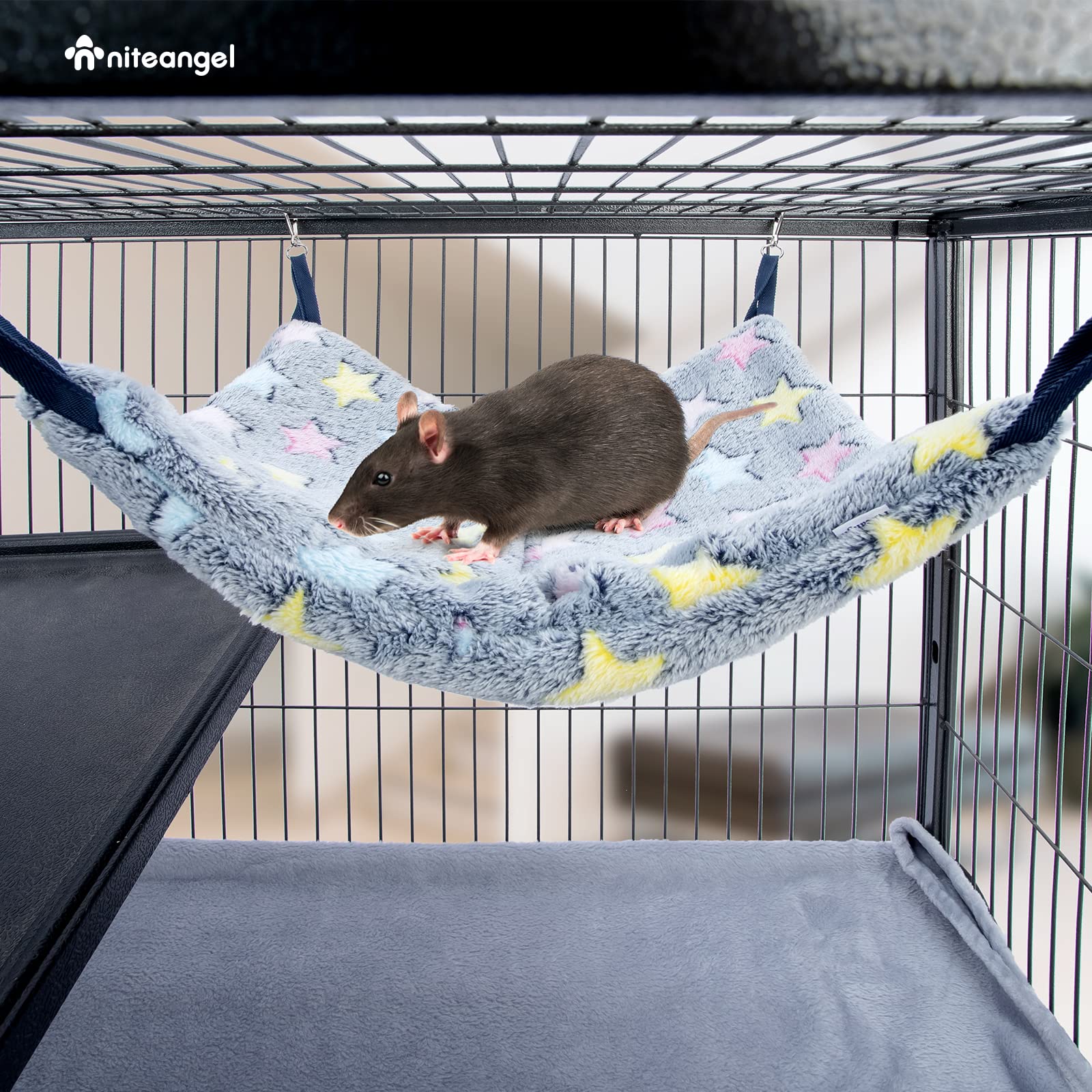 Niteangel hamaca de doble capacidad crema estrella, apta para dos peludos.