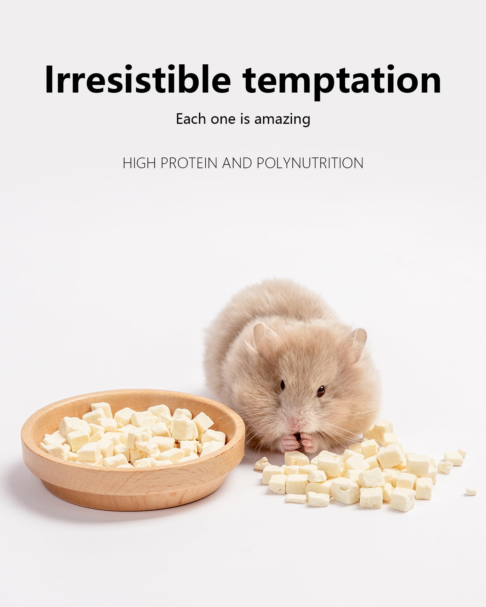 Niteangel Hamster Snack, tofu deshidratado 5mm, textura crujiente para masticar.