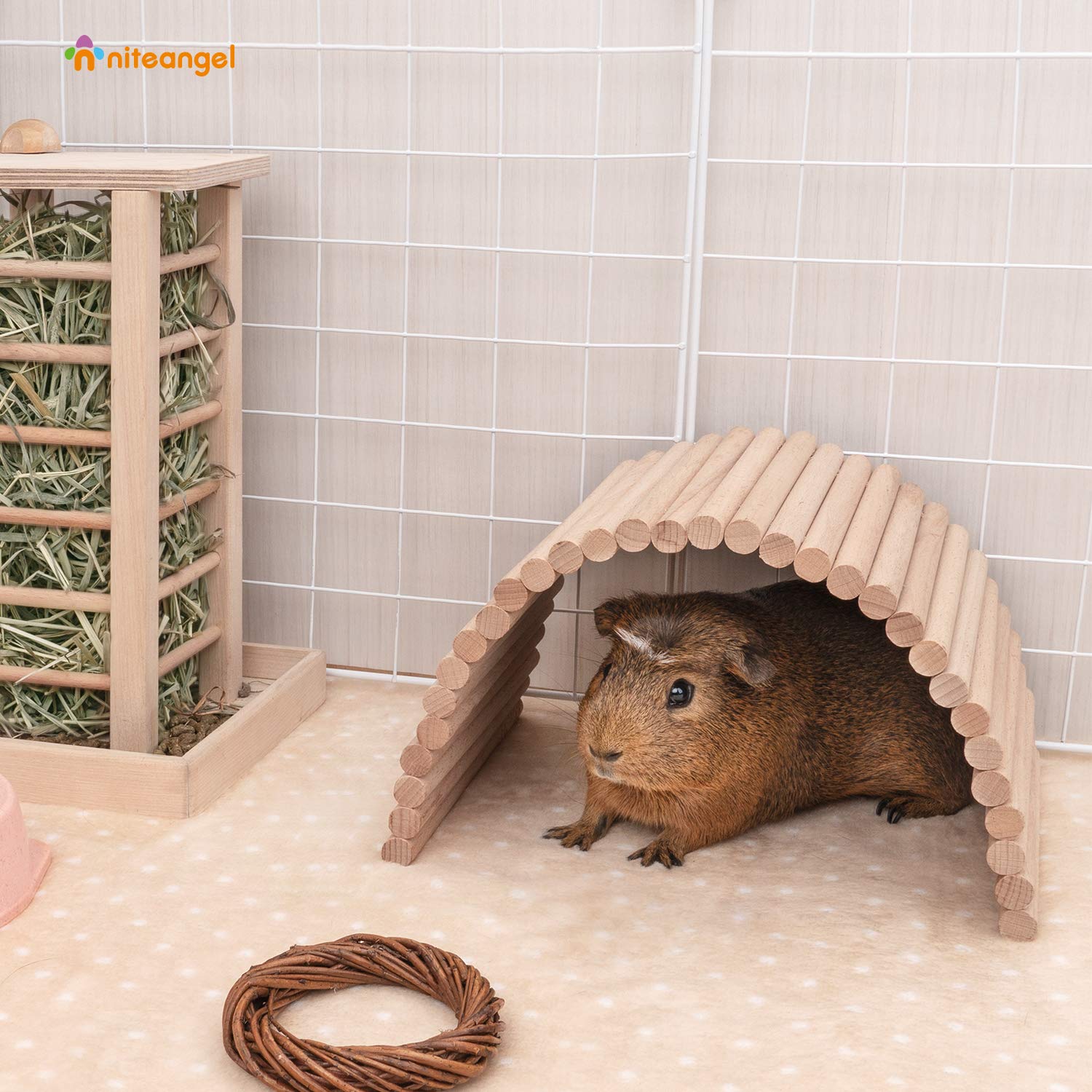 Niteangel puente suspension madera para animales pequeños