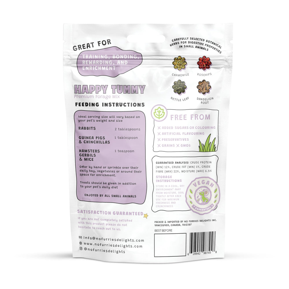 No Furries Delights Premium Forage Mix, hierbas aromáticas en detalle para uso diario.