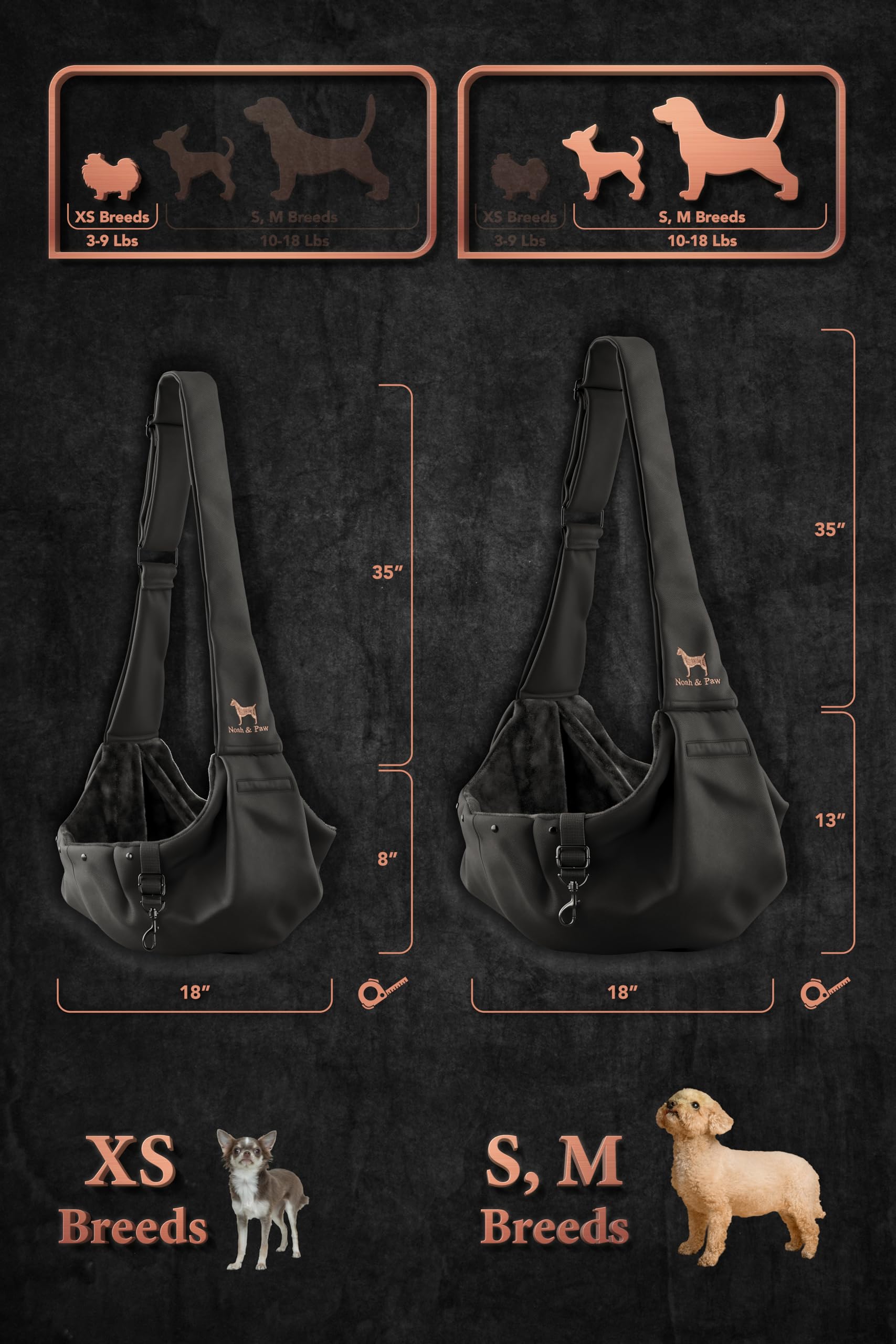 Correa acolchada ajustable de Noah & Paw para un ajuste cómodo.