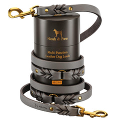 Correa NOAH & PAW de cuero aceitado, vista frontal, aspecto elegante para paseos.