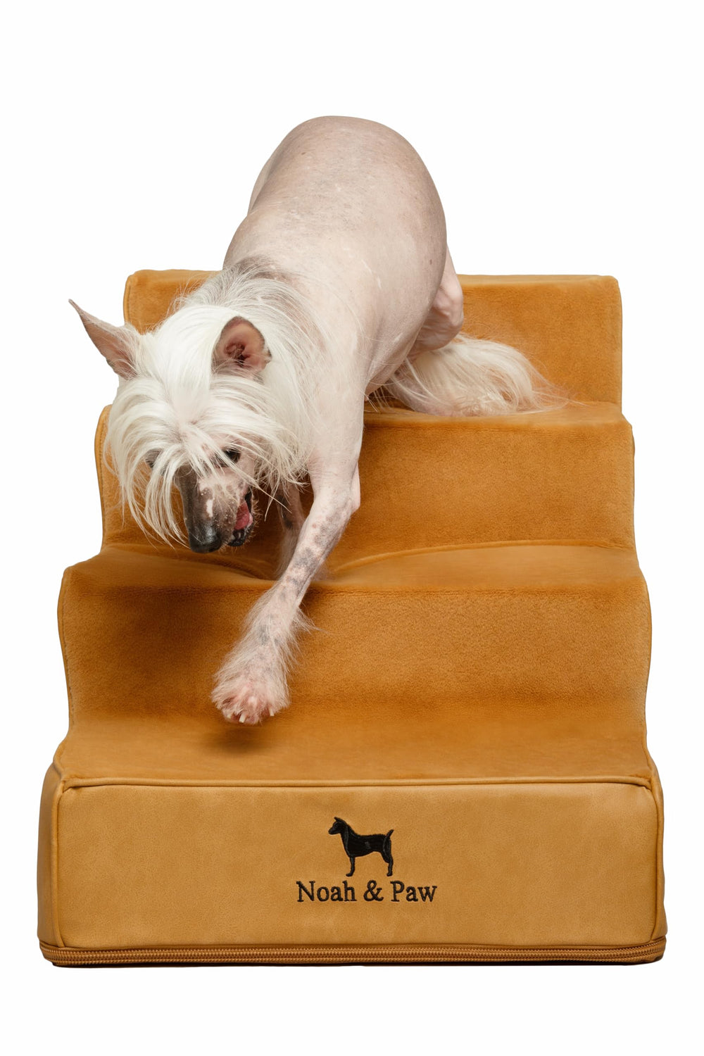 Noah & Paw escaleras para perro cuero lujo facilita subir a la cama