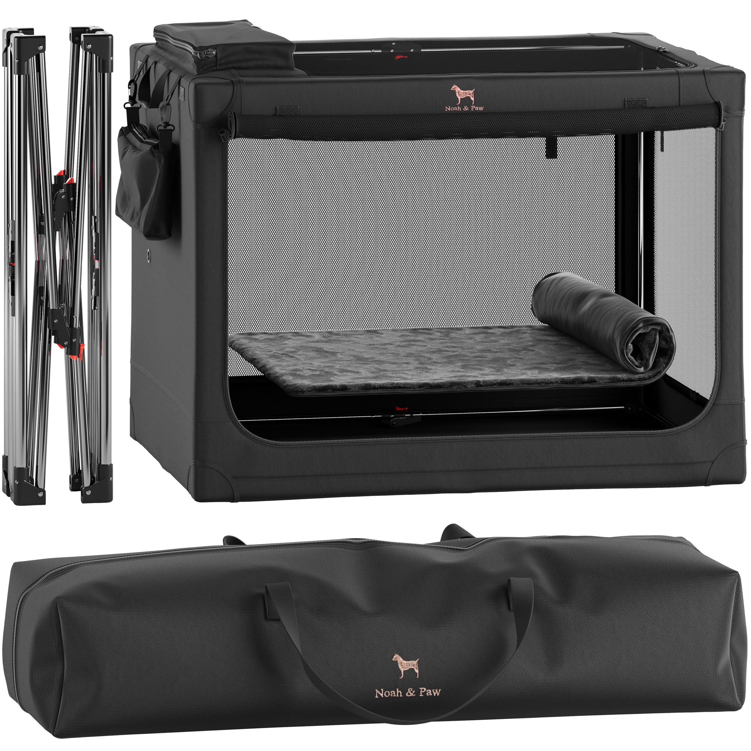 Noah & Paw jaula perro plegable 42-pulgadas, ideal para traslados seguros.