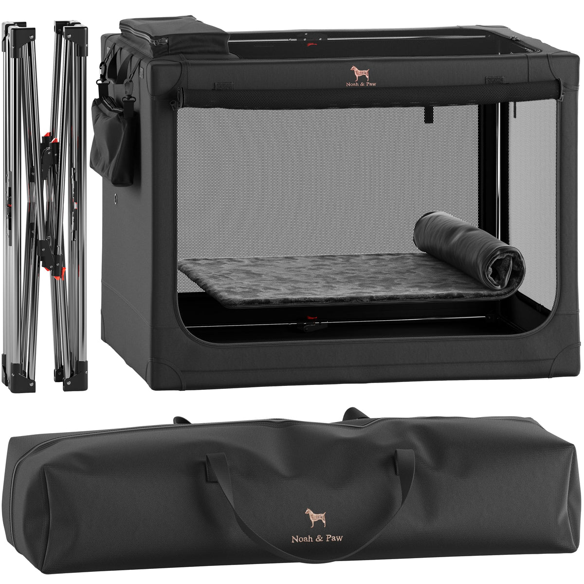 Noah & Paw jaula perro plegable 42-pulgadas, ideal para traslados seguros.
