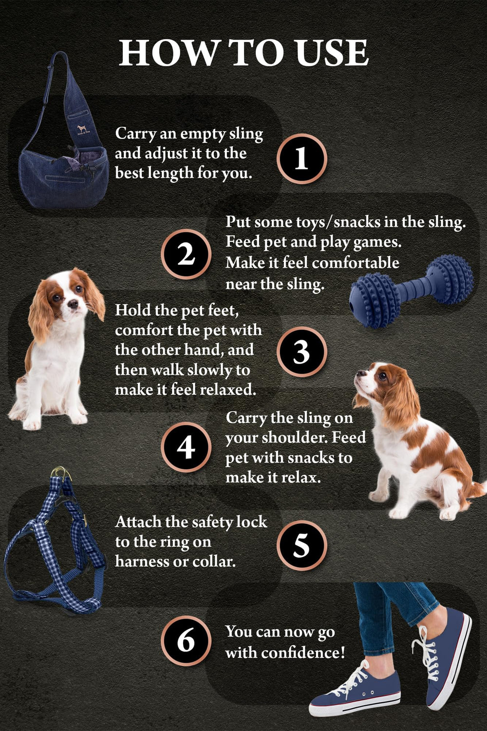 Noah & Paw sling diseño ergonómico para comodidad en paseos.