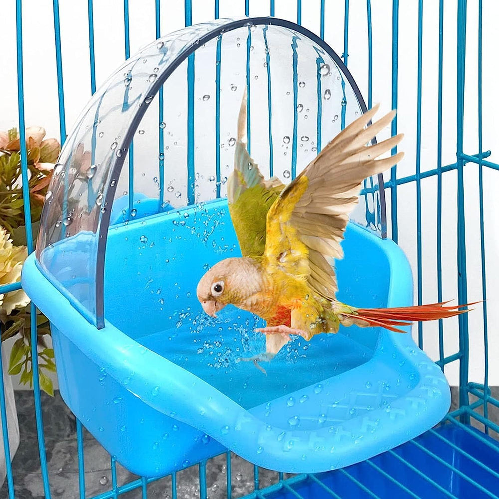 Nobgum caja de baño para aves colgante, mantiene jaula limpia y secado rápido.
