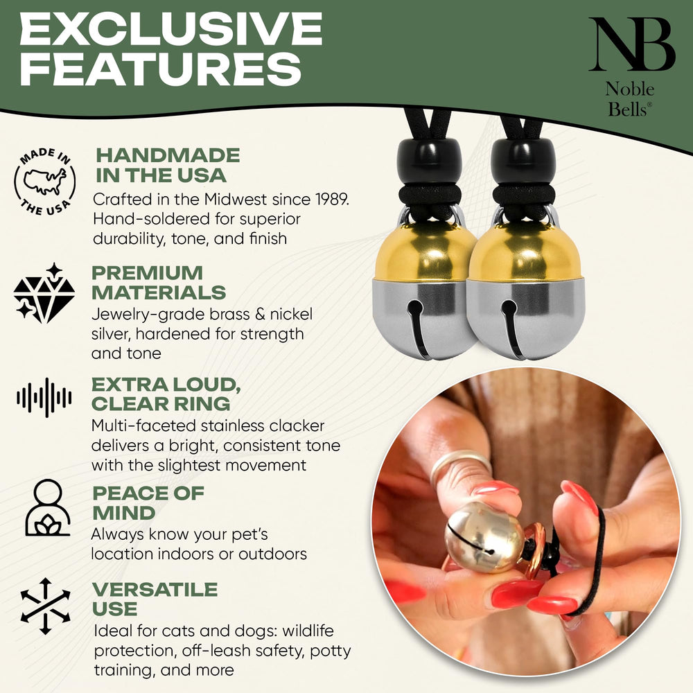 Noble Bells materiales latón y níquel para collar resistente.