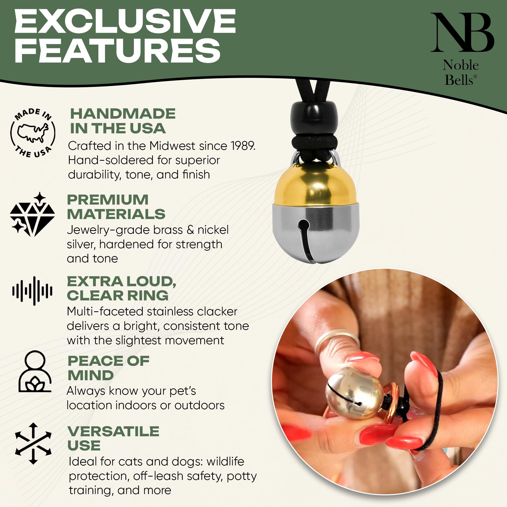 Noble Bells sonido multifacetado, tono claro para detección al exterior.