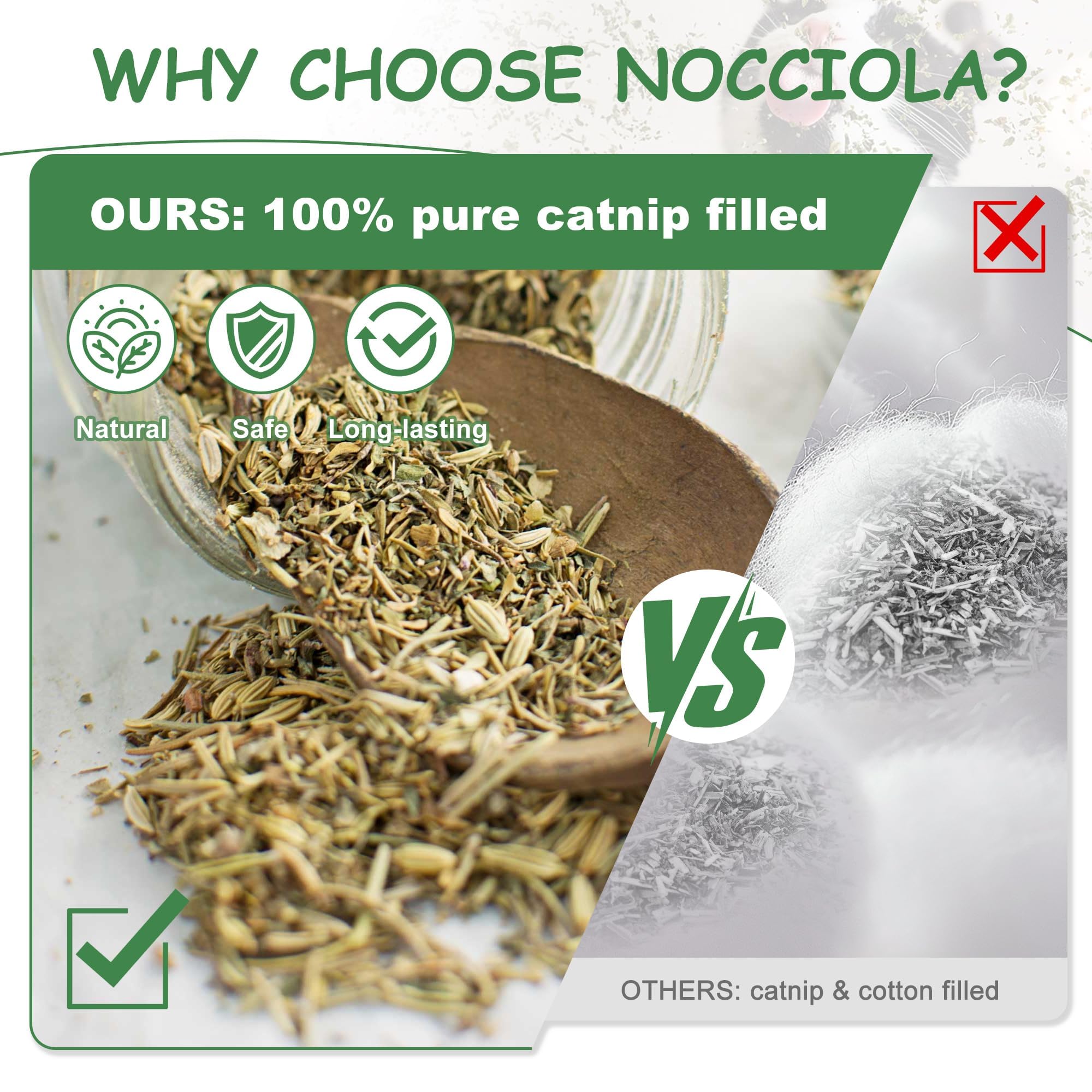 Juguete Nocciola con catnip puro para juego seguro y natural