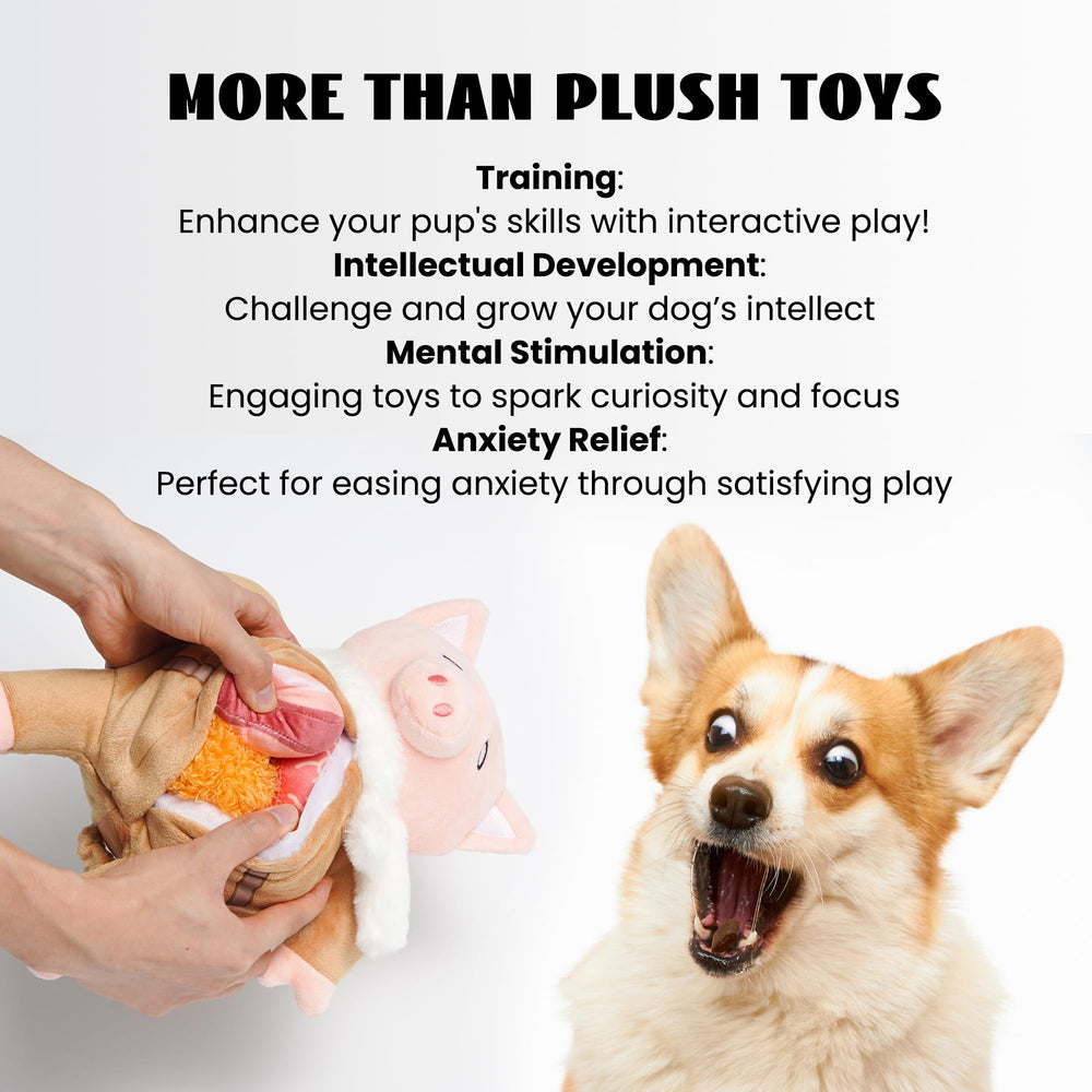Nocciola cerdito-juguete-perro crujido de papel para estimulación sensorial suave.