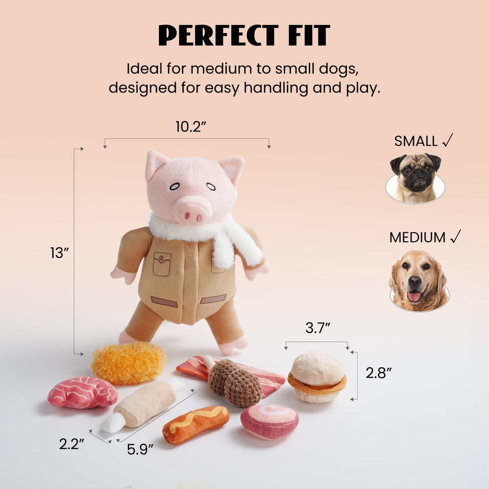 Nocciola cerdito-juguete-perro material-durable para juego diario seguro y duradero.