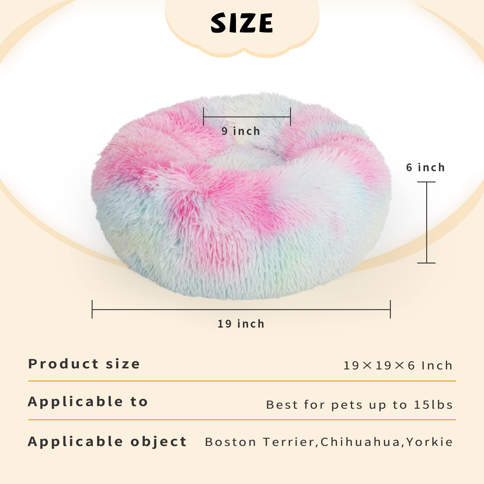 Nononfish cama redonda de 19 pulgadas para mascotas pequeñas, ideal para dormir relajadamente