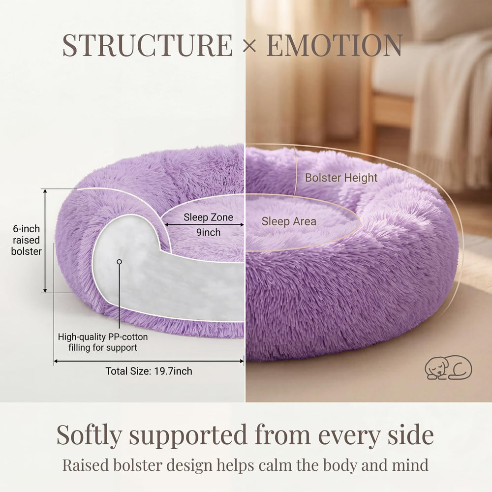 nononfish cama rosquilla con borde elevado, diseño acolchado