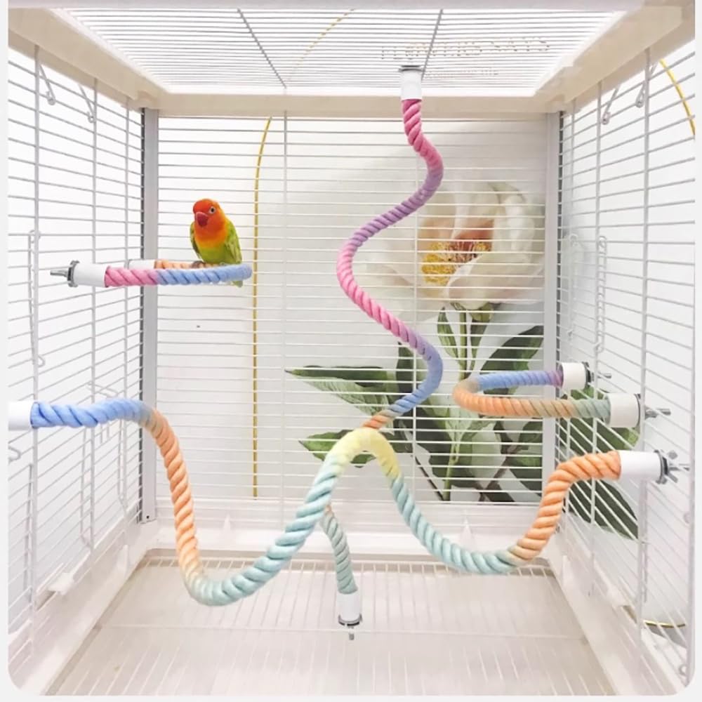Percha de cuerda gradiente Nopikku de 14 pulgadas para aves, facilita escalada y juego diario.