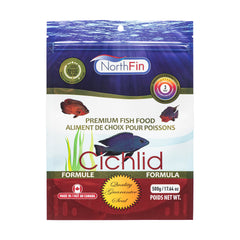 Northfin, envase visible, dieta balanceada para cíclidos que potencia color y salud.