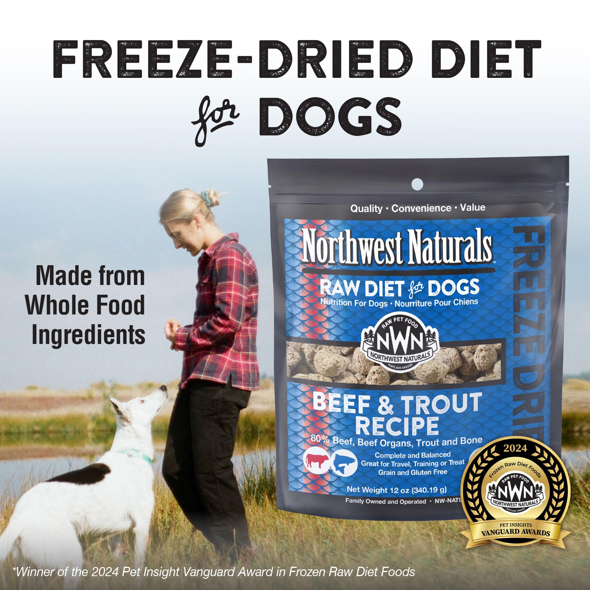 Northwest Naturals, bocaditos liofilizados tamaño perfecto para todas las razas.