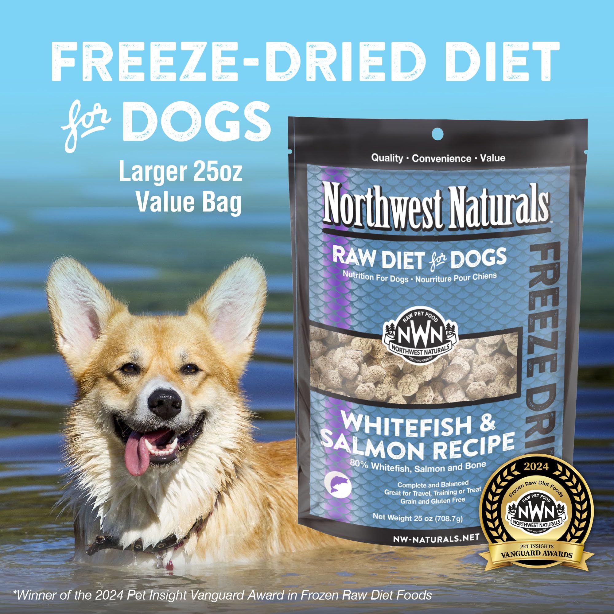 Northwest Naturals bocados de tamaño perfecto para razas grandes y pequeñas.