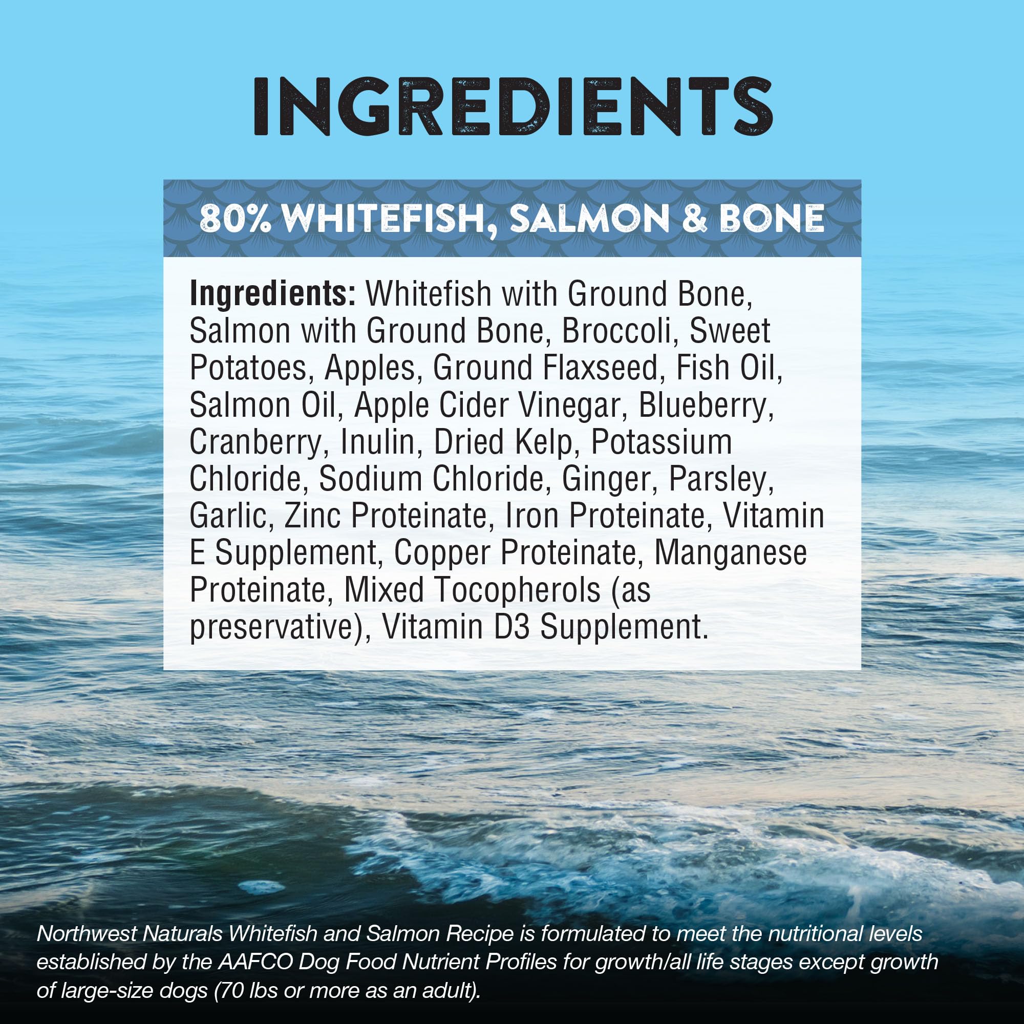 Northwest Naturals ingredientes de grado humano en cada porción.