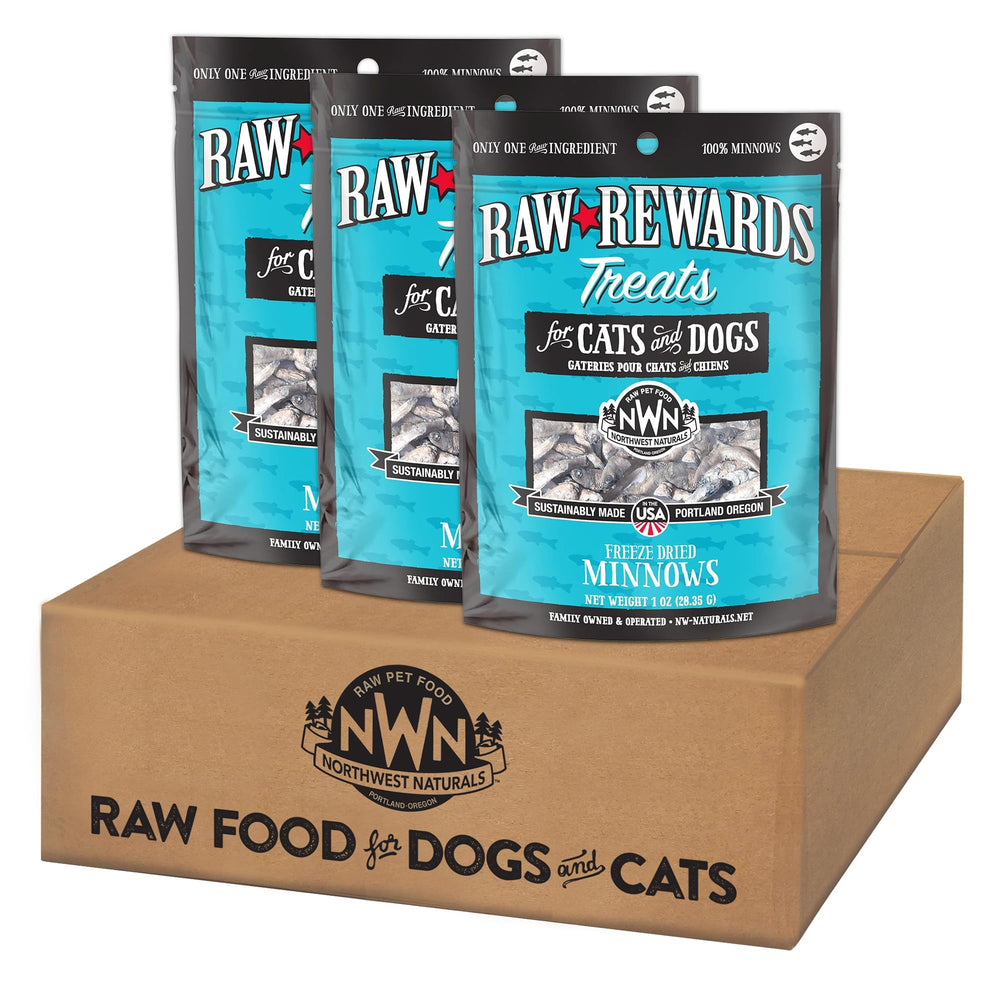 Northwest Naturals Minnow trocitos deshidratados para perros y gatos; premio sabroso.