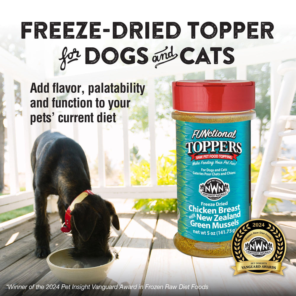Nordwest Naturals palourdes vertes et ingrédients naturels, idéal pour chiens et chats.