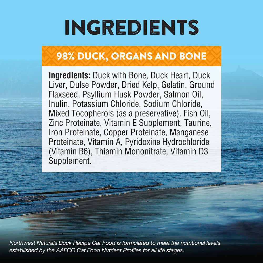 Northwest Naturals pato-gato textura liofilizada para conservar nutrientes