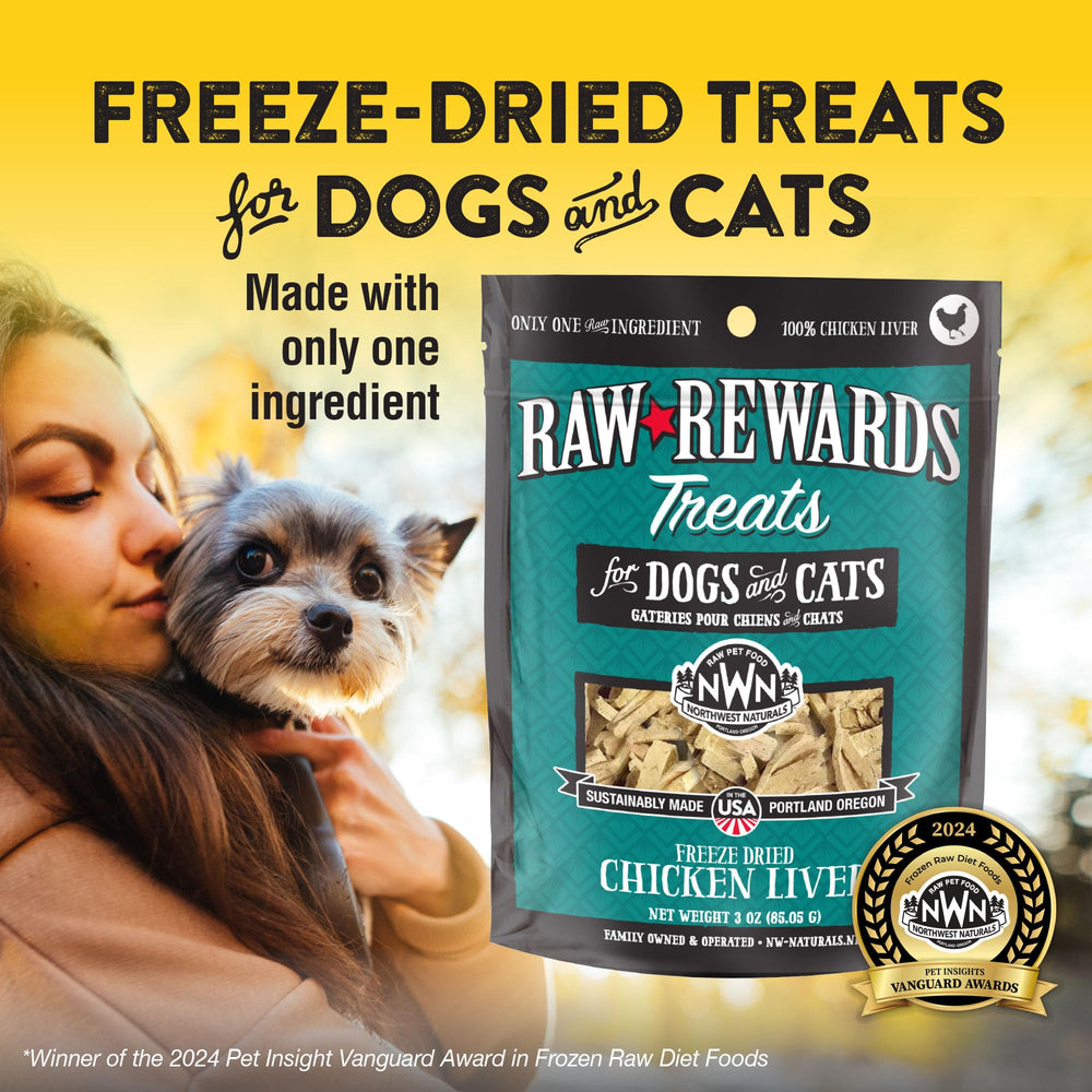 Northwest Naturals Raw Rewards trocitos pequeños listos para masticar.
