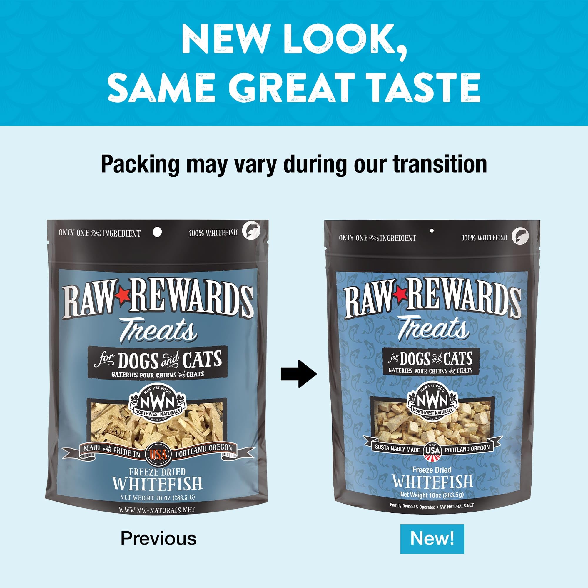 Northwest Naturals Rewards, trocitos de pescado blanco: bocado crujiente y sabroso.