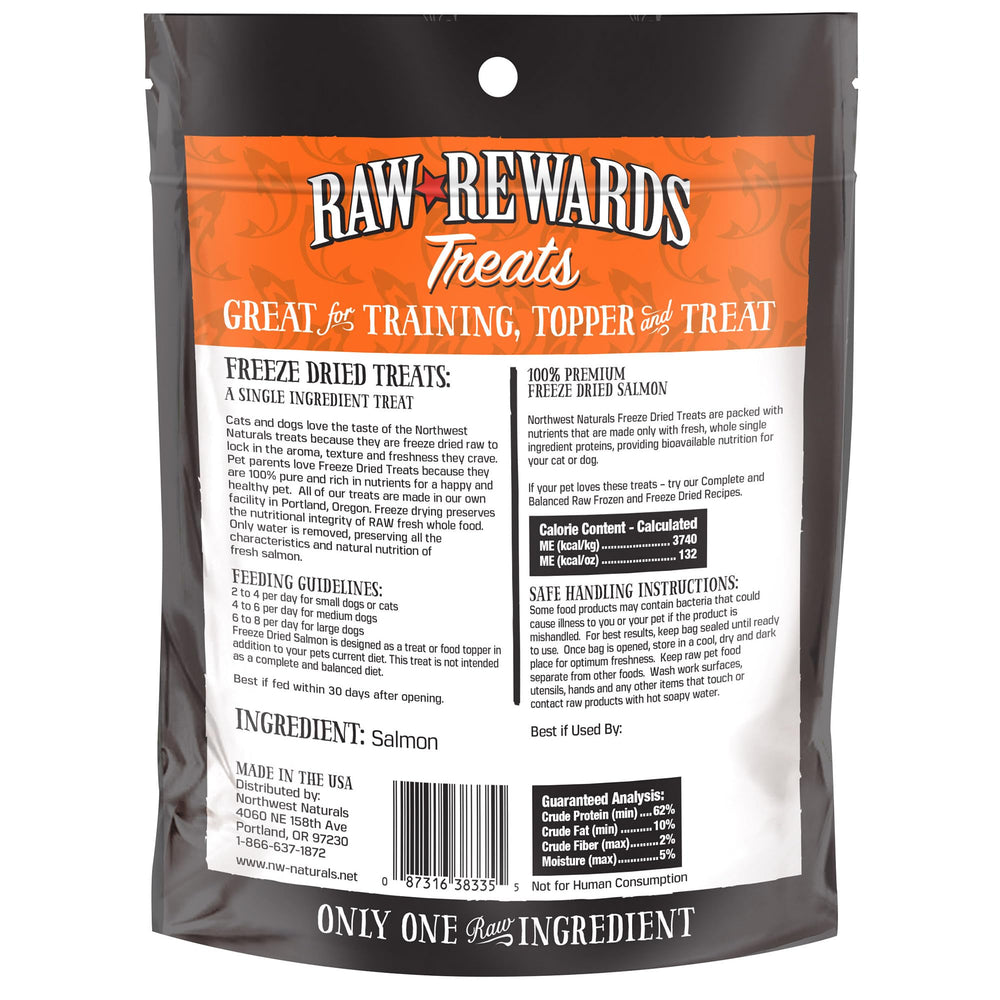 Northwest Naturals Premios Salmón, natural y grado humano para una dieta conveniente.
