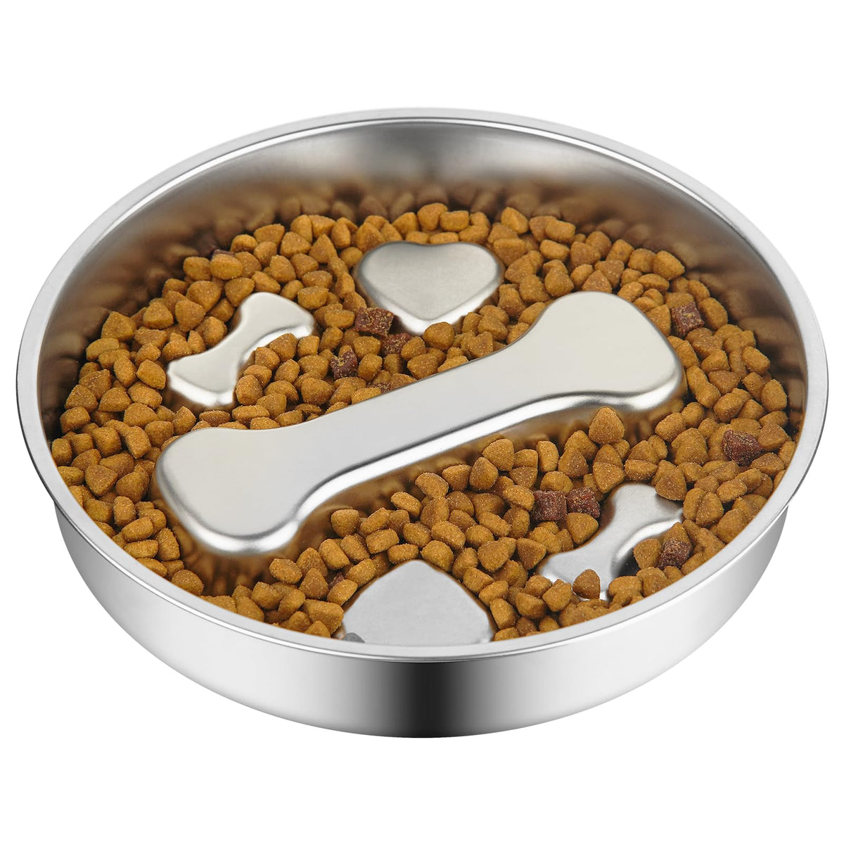 Novery alimentador lento para perros, tazón de 2 tazas en acero inoxidable, duradero.