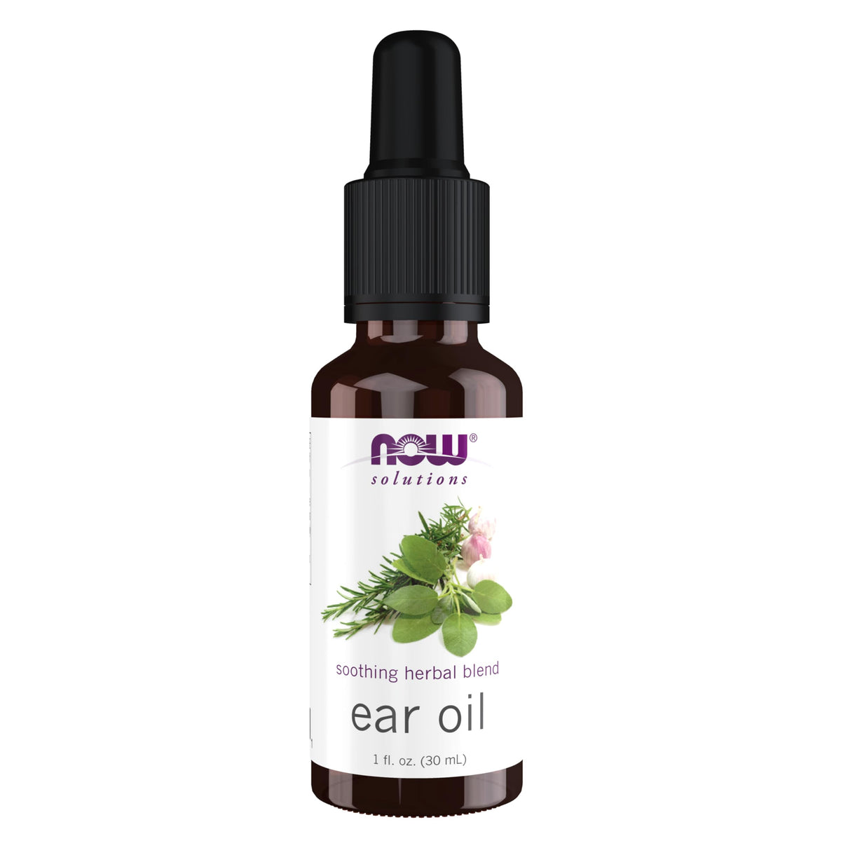 NOW Foods Solutions Aceite para oídos, mezcla herbal, limpieza suave del canal auditivo.