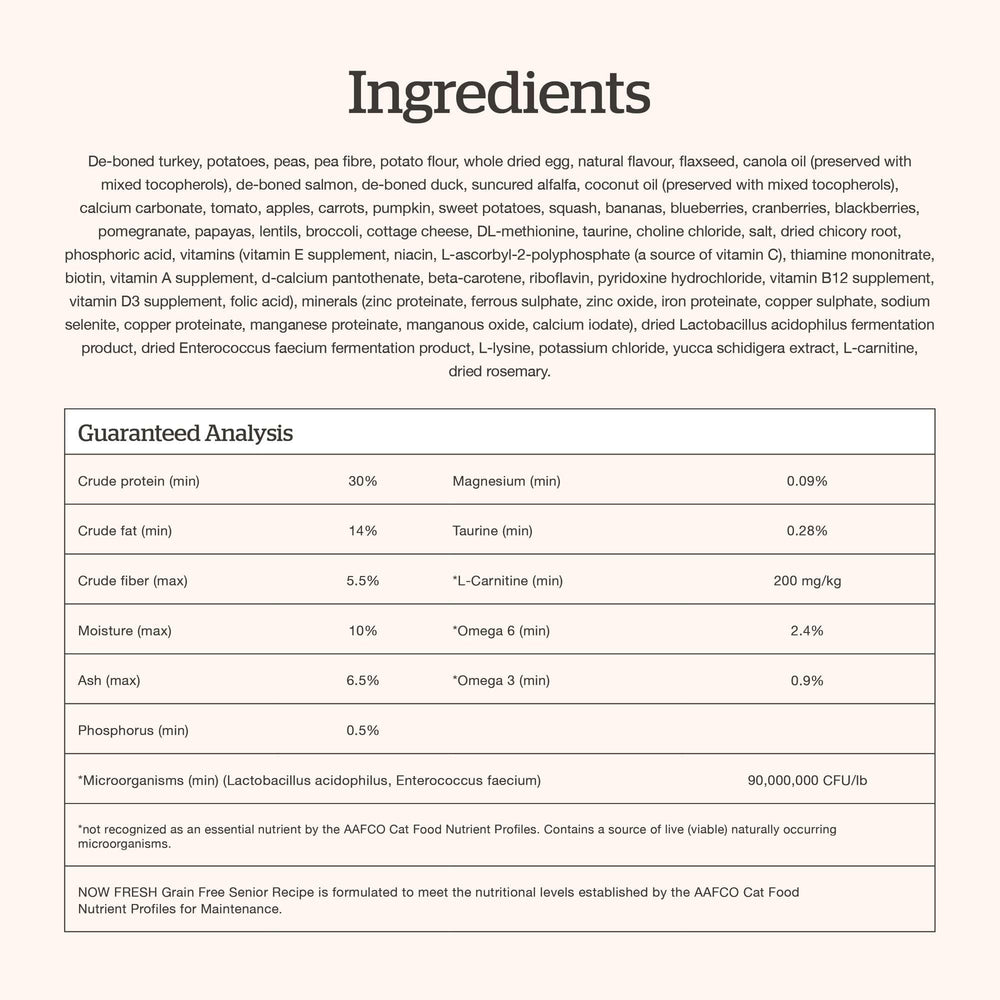 Now Fresh fabricado en Canadá con ingredientes de calidad.