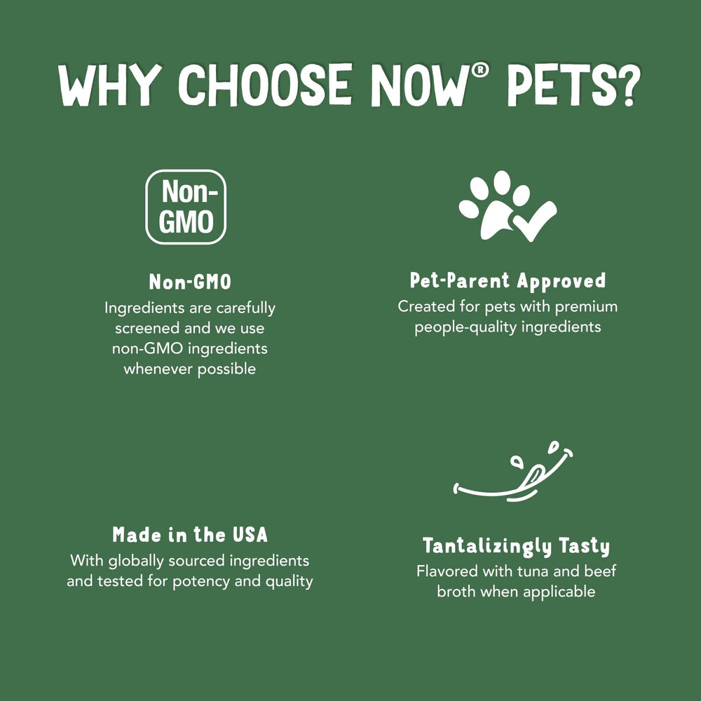 Se recomienda combinar NOW Pets Omega-3 para soporte adicional de articulaciones