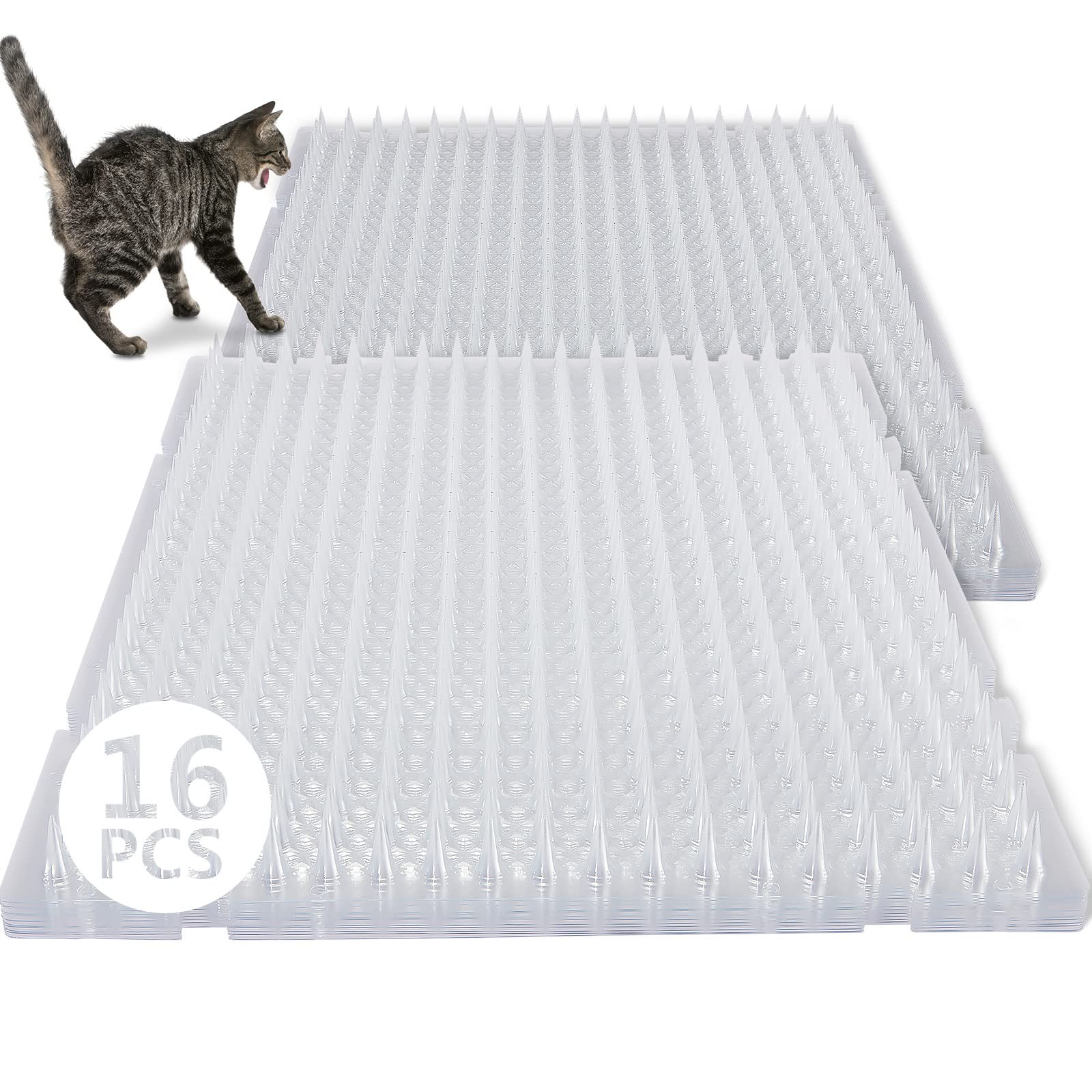 Alfombrilla repelente Nuanchu para gatos con espigas transparentes, ideal para uso exterior.
