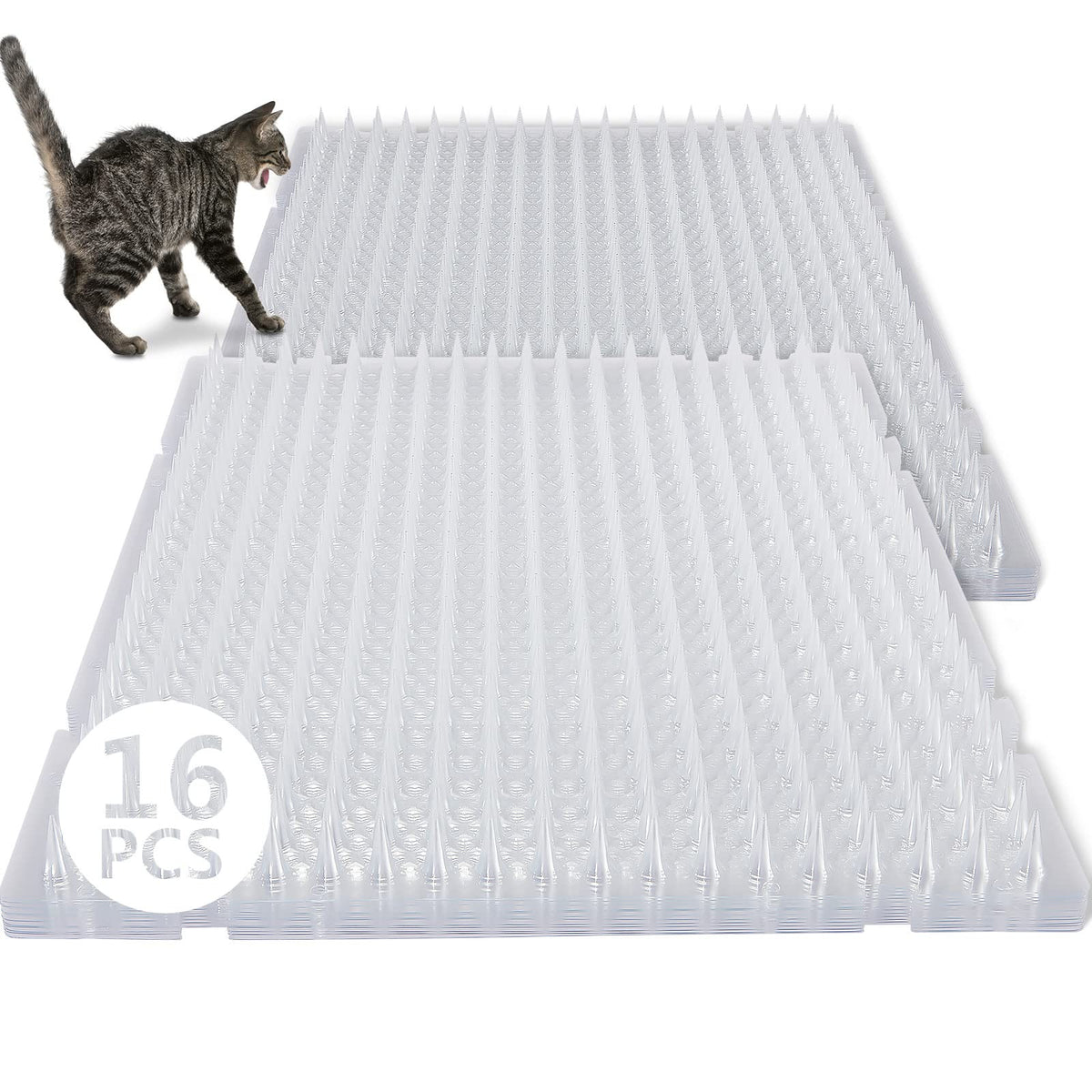 Alfombrilla repelente Nuanchu para gatos con espigas transparentes, ideal para uso exterior.