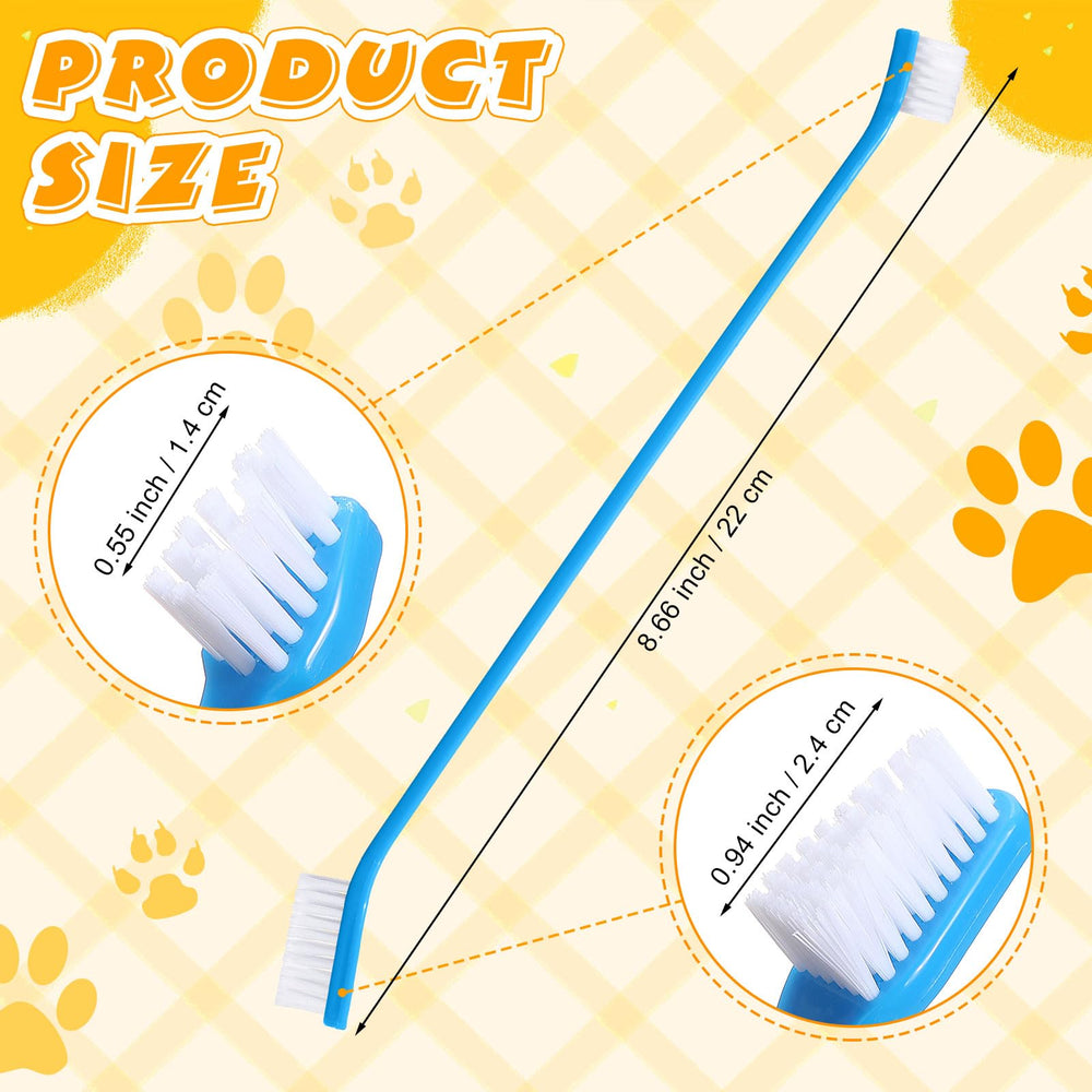 Nuenen cepillo dental doble cabezal curvado para mascotas, facilita acceso a dientes traseros.